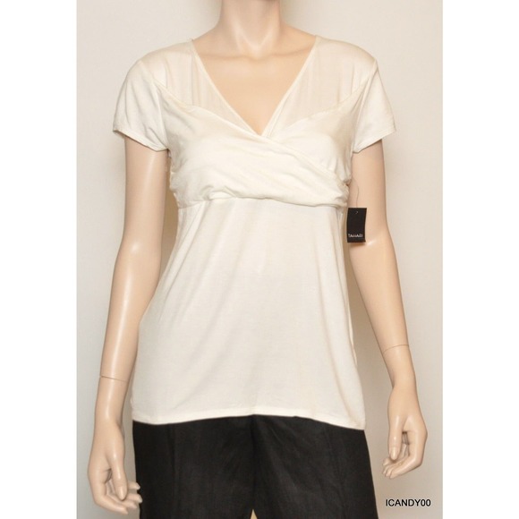 Tahari BRIA KNIT Stretch Tunic Top Shirt Blouse Tee Creme/Cream/Ivory M Nwt - Picture 1 of 7